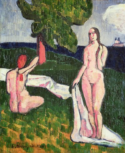 Twee baders onder een boom, 1889 door Emile Bernard